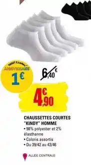 E.Leclerc Kindy - chaussettes courtes kindy homme offre