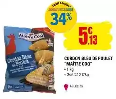 E.Leclerc Maître coq - cordon bleu de poulet offre
