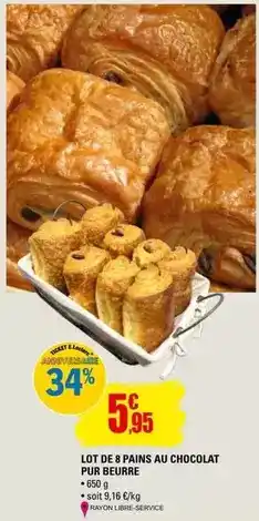 E.Leclerc Lot de 8 pains au chocolat pur beurre offre