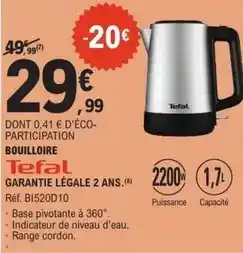 E.Leclerc Tefal - bouilloire offre