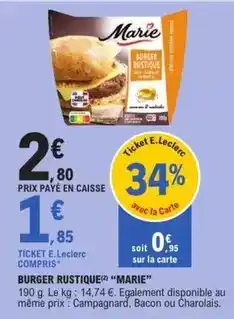 E.Leclerc Marie - burger rustique offre
