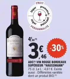 E.Leclerc Haussmann - aoc vin rouge bordeaux supérieur offre