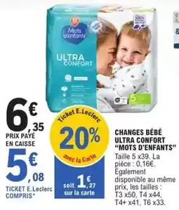 E.Leclerc E.leclerc - changes bébé ultra confort mots d'énfats offre