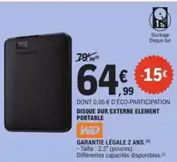 E.Leclerc Wd - disque dur externe element portable offre