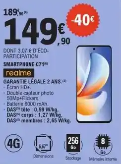 E.Leclerc Realme - smartphone c71 offre