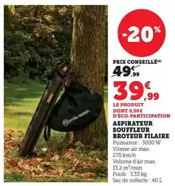 Hyper U Technic - aspirateur souffleur broyeur filaire offre