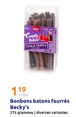 Action BECKY'S Bonbons batons fourrés offre