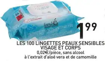Stokomani Freshéa les 100 lingettes peaux sensibles visage et corps offre