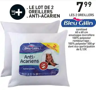 Stokomani Bleu câlin les 2 oreillers offre