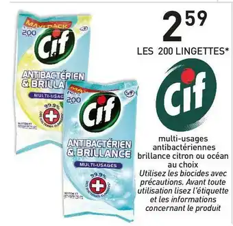 Stokomani Cif les 200 lingettes offre