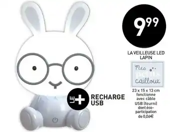 Stokomani Mes petits cailloux la veilleuse led lapin offre