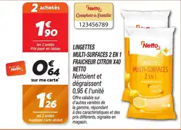 Netto NETTO Lingettes multi-surfaces 2 en 1 fraicheur citron x40 offre