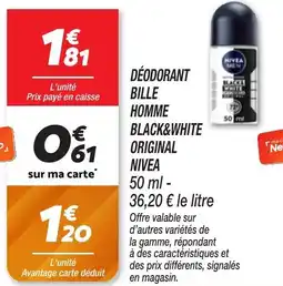 Netto NIVEA Déodorant bille homme black&white original offre