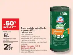 Carrefour Market 8 sacs poubelle spécial jardin et gravats 130 L CARREFOUR offre