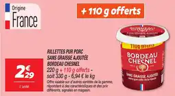 Netto CHESNEL Rillettes pur porc sans graisse ajoutée bordeau offre