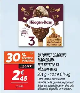 Netto HÄAGEN-DAZS Bâtonnet cracking macadamia nut brittle x3 offre