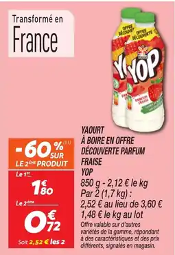 Netto YOP Yaourt à boire en offre découverte parfum fraise offre