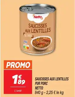 Netto NETTO Saucisses aux lentilles pur porc offre