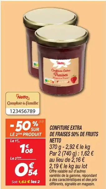 Netto NETTO Confiture extra de fraises 50% de fruits offre