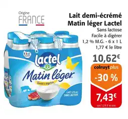 Colruyt Lactel Lait demi-écrémé Matin léger offre