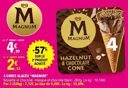 E.Leclerc 4 cones glacés magnum offre