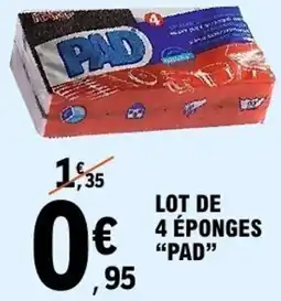 E.Leclerc Lot de 4 éponges pad offre