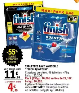 E.Leclerc Tablettes lave vaisselle finish quantum offre