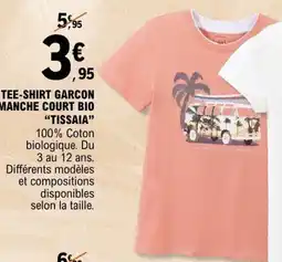 E.Leclerc Tee-shirt garcon manche court bio tissaia offre