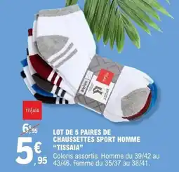E.Leclerc Lot de 5 paires de chaussettes sport homme tissaia offre