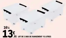 E.Leclerc Lot de 3 box de rangement 15 litres offre