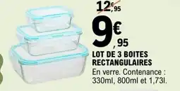 E.Leclerc Lot de 3 boites rectangulaires offre