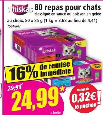 Norma WHISKAS 80 repas pour chats offre