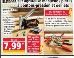 Norma KRAFT Set agrafeuse manuelle / pinces à boutons-pression et oeillets offre