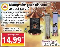 Norma Mangeoire pour oiseaux aspect cuivré offre