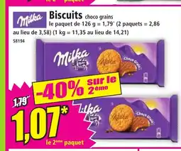 Norma MILKA Biscuits choco grains offre