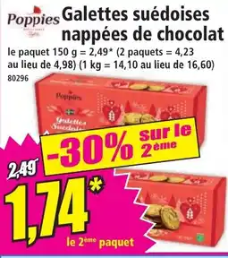 Norma POPPIES Galettes suédoises nappées de chocolat offre