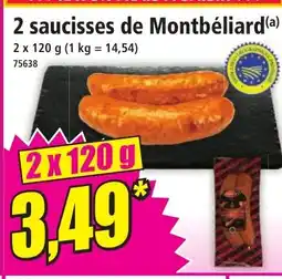 Norma 2 saucisses de Montbéliard offre
