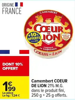 Carrefour COEUR DE LION Camembert offre