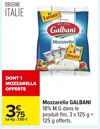 Carrefour GALBANI Mozzarella offre