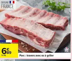 Carrefour Porc travers avec os à griller offre