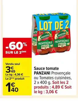 Carrefour PANZANI Sauce tomate offre