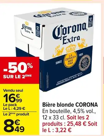 Carrefour CORONA Bière blonde offre