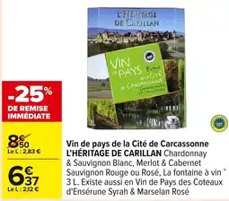 Carrefour L'HÉRITAGE DE CARILLAN Vin de pays de la Cité de Carcassonne offre