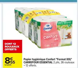 Carrefour CARREFOUR ESSENTIAL Papier hygiénique Confort Format XXL offre