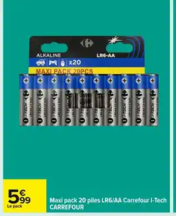 Carrefour CARREFOUR Maxi pack 20 piles LR6/AA offre