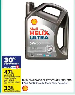 Carrefour Huile Shell 5W30 5L ECT C3/AR-L/AP-L/AV offre