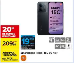 Carrefour Smartphone Redmi 15C 5G noir offre
