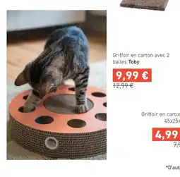 Tom&Co TOBY Griffoir en carton avec 2 balles offre