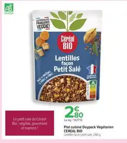 Carrefour Plat cuisiné Doypack Végétarien CEREAL BIO offre