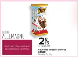 Carrefour Gaufrettes enrobées chocolat KINDER offre